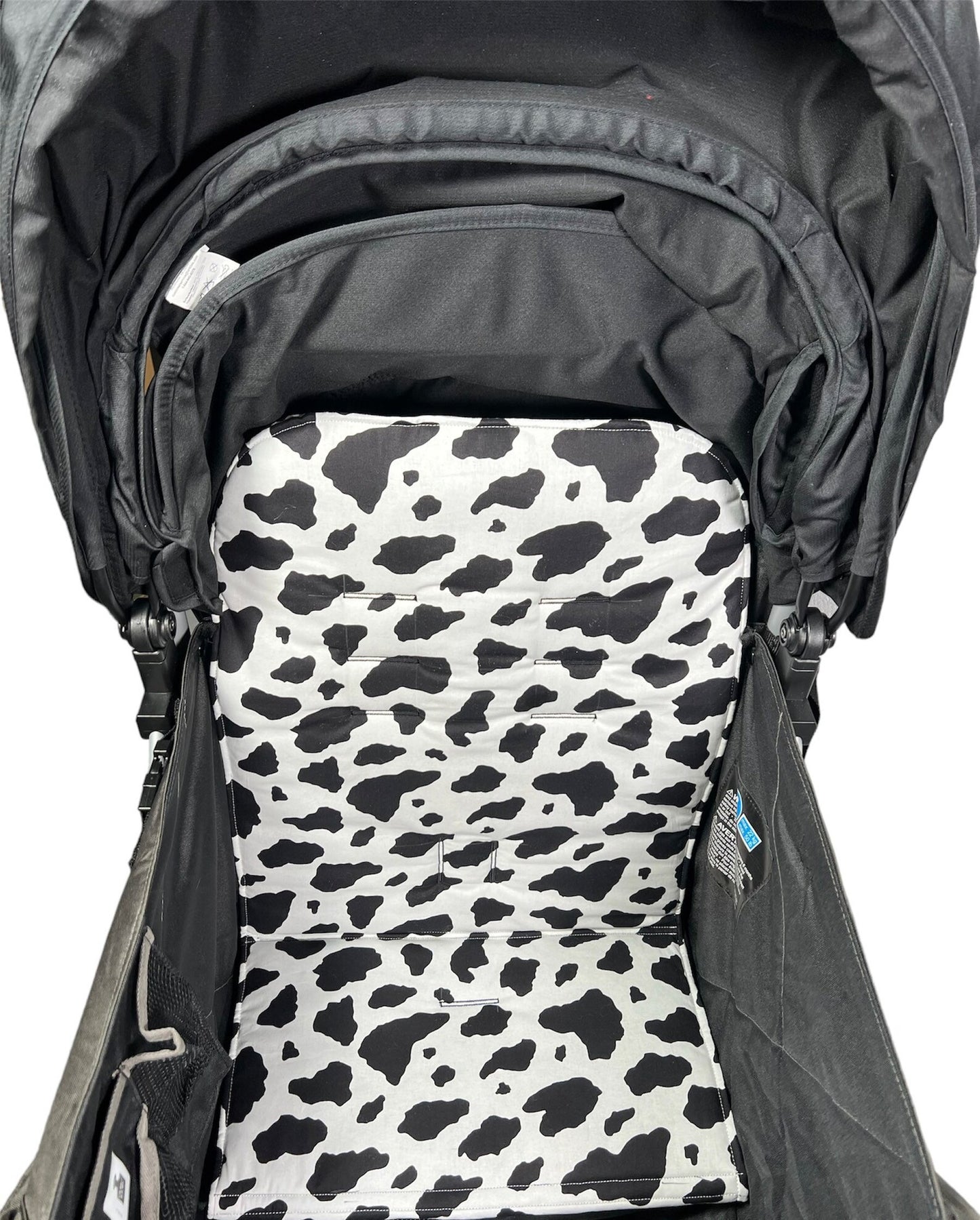 Larktale Caravan Seat Covers, Black and White Cow Print, Ready To Ship