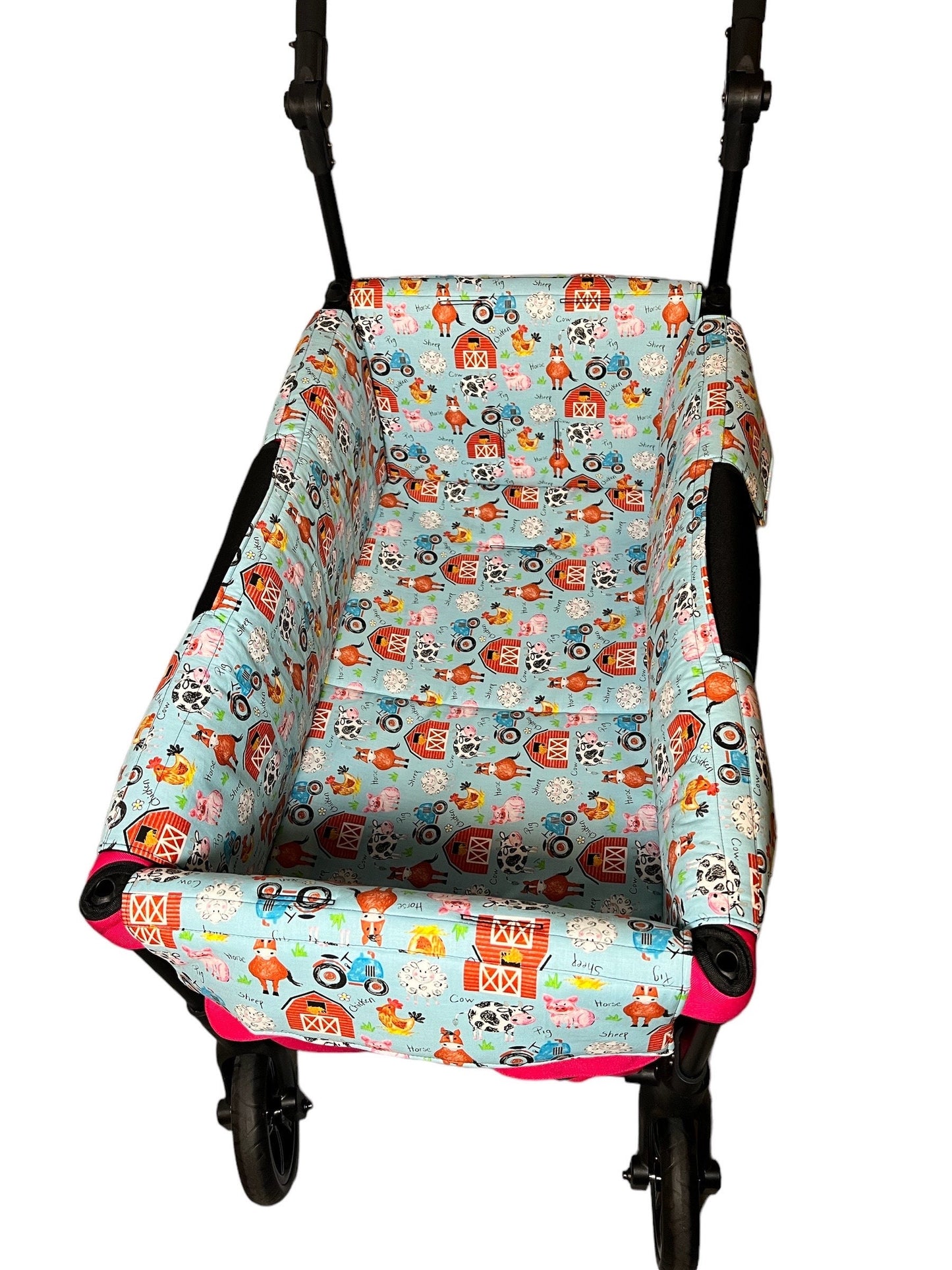 W1 Liner, Wonderfold W1 Seat,Wagon Liner. Made to order, Sketch Farm Animals, padded seat and wagon liner