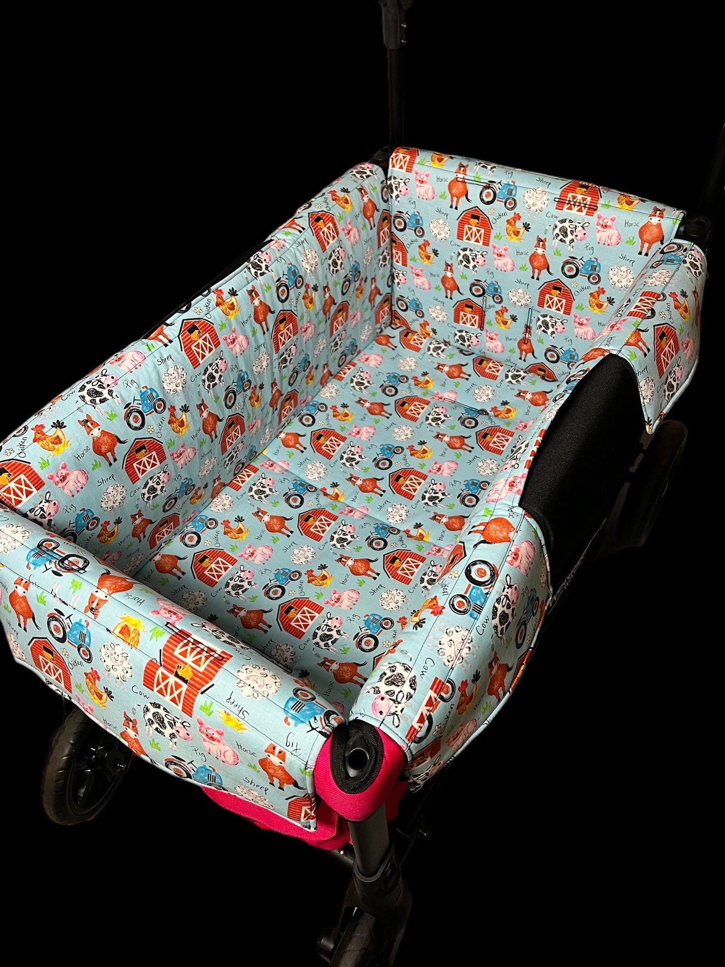 W1 Liner, Wonderfold W1 Seat,Wagon Liner. Made to order, Sketch Farm Animals, padded seat and wagon liner