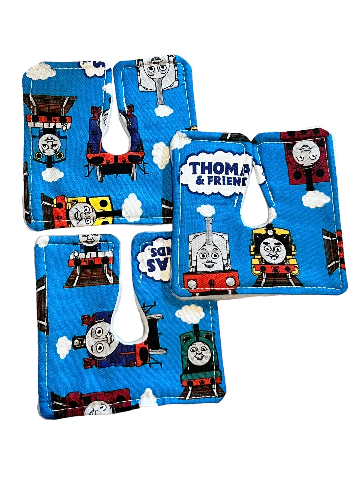 Ready to ship Trach Pads, Trains, Reusable Tracheotomy Pads for Child, Train friends theme, Set of 3